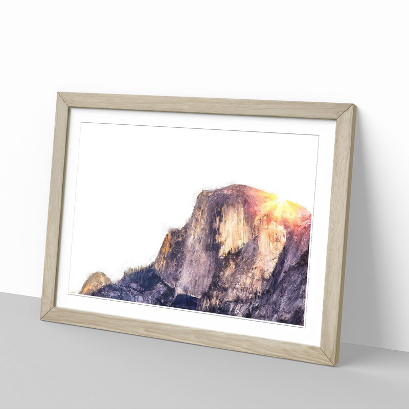 Half Dome at in California - Picture Frame Painting Print, Oak Framed, 62cm H x 87cm W x 2cm D