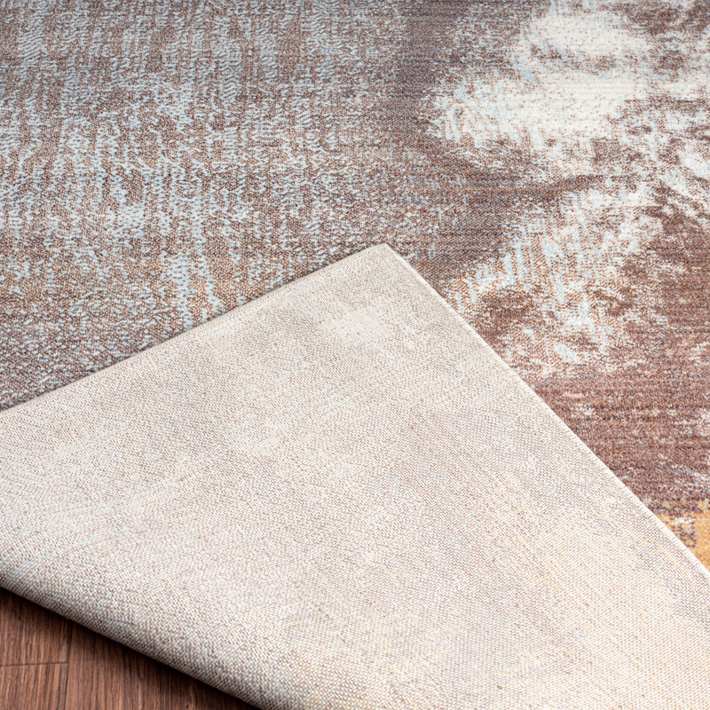 Kilanemos Abstract Area Rug in Beige/Gold, Runner 2'6" x 10'