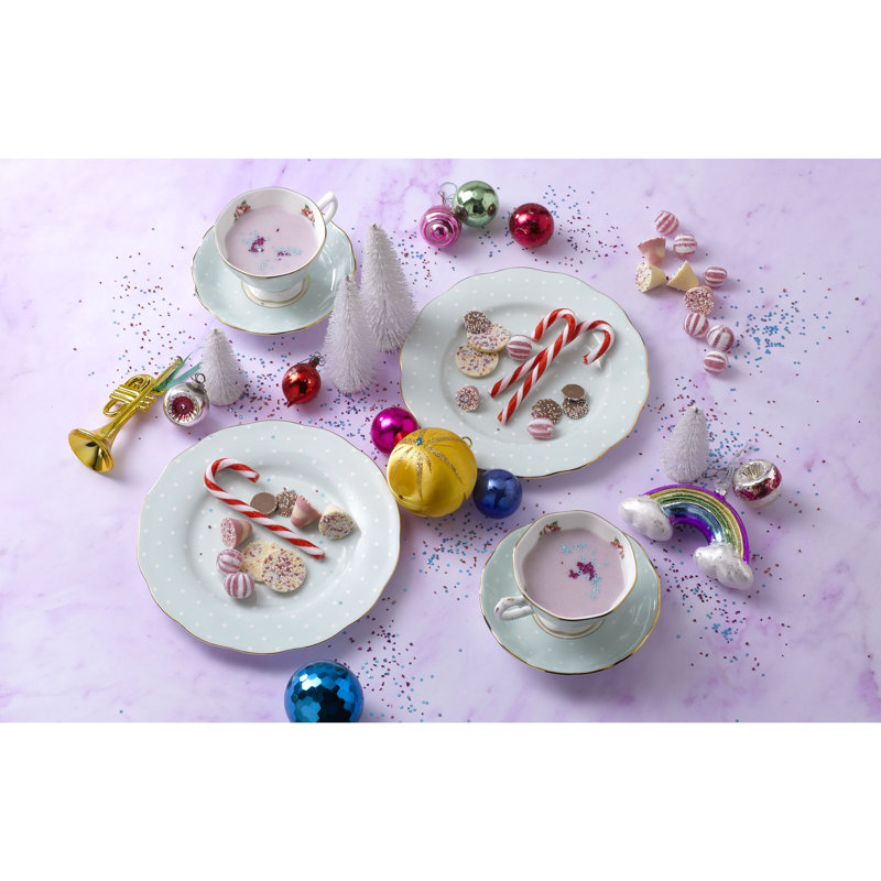 Polka Rose Royal Albert  Formal Bone China Teacup & Saucer