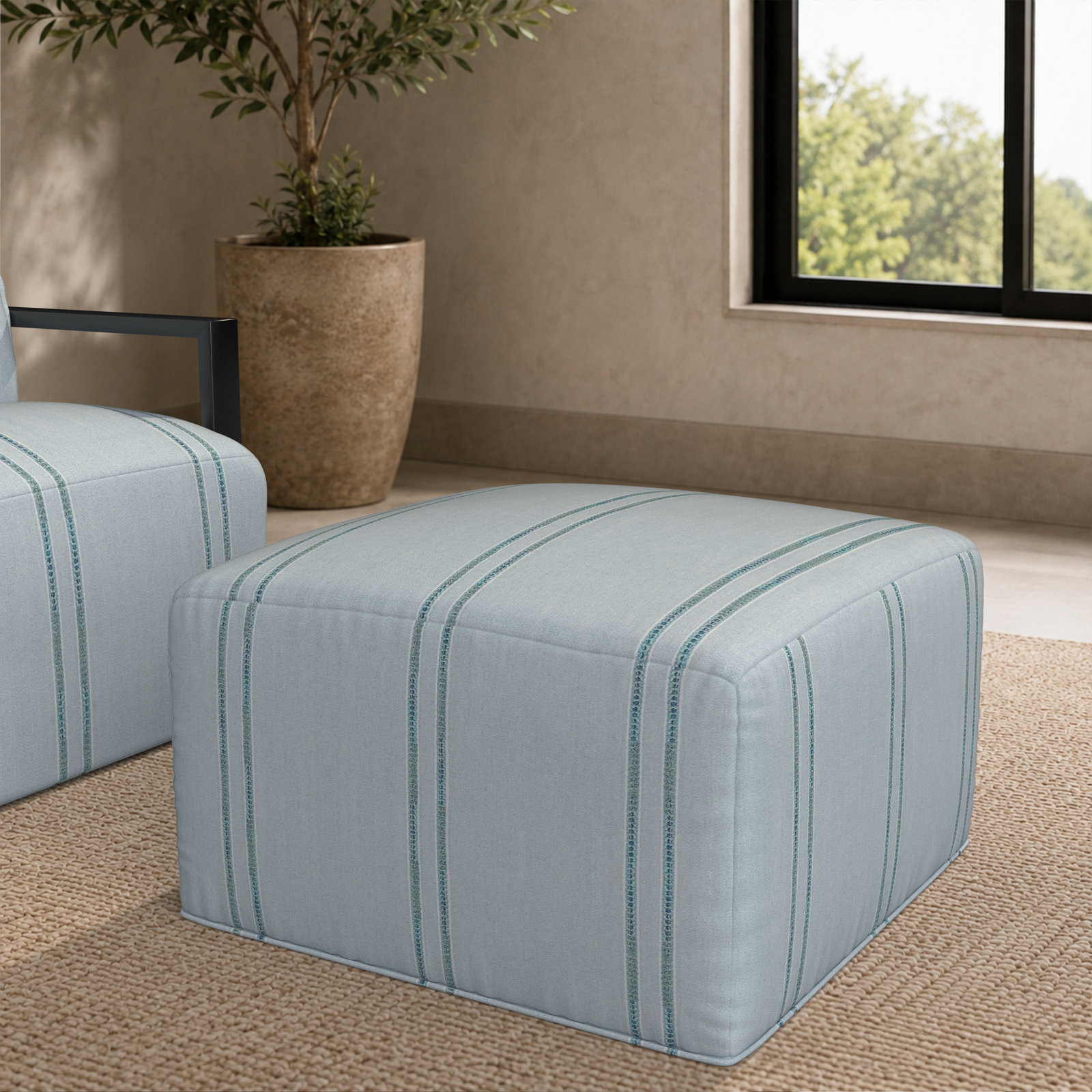 Eliana Sunbrella® Patio Ottoman, Wayward Sky