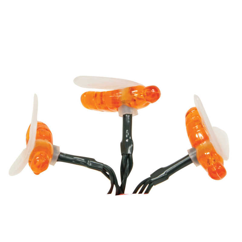 Battery Powered Yellow LED Bee Outdoor String Lights