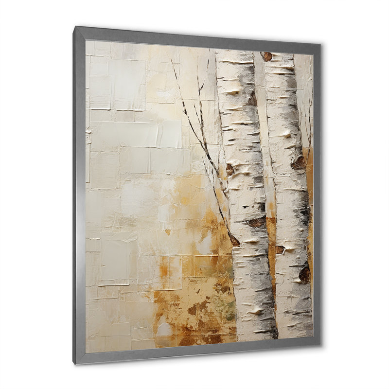 Arbre de minimalisme bouleau II sur toile, H 20 po x l 12 po x P 1 po, Cadre photo argenté