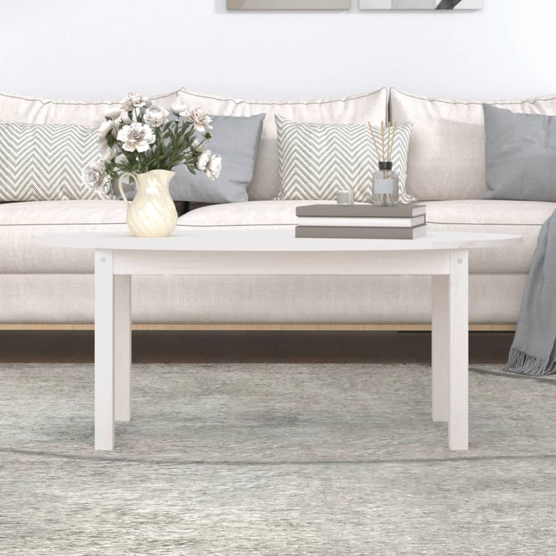 Synergy Solid Wood Four Leg Coffee Table, White, 45cm H x 110cm W x 55cm D