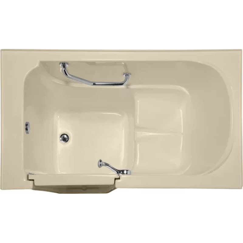 Lifestyle 5230 Walk-In Tub Life Style 52" x 30" Walk in Whirlpool Acrylic Bathtub with Integrated Seat, Bone, Polished Chrome