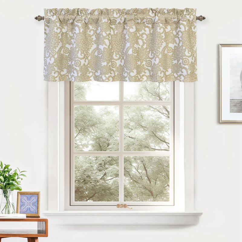 Cantonnière de cuisine sur mesure à motif floral occultant 52 po Zeledon, Beige
