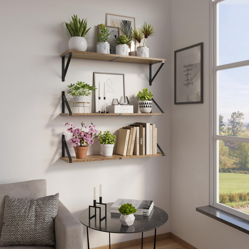 Anorea Wood Bracket Shelf, Brown
