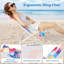 Chaise de plage basse pliante, ensemble de 2 avec coussin rembourré, dossier en filet, porte-gobelet rose-460110251