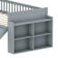 Structure de lit simple avec tablette de rangement, structure de lit en bois avec glissière et échelle, lit plateforme simple avec garde-corps, aucun sommier requis, assemblage facile, gris-1713380152