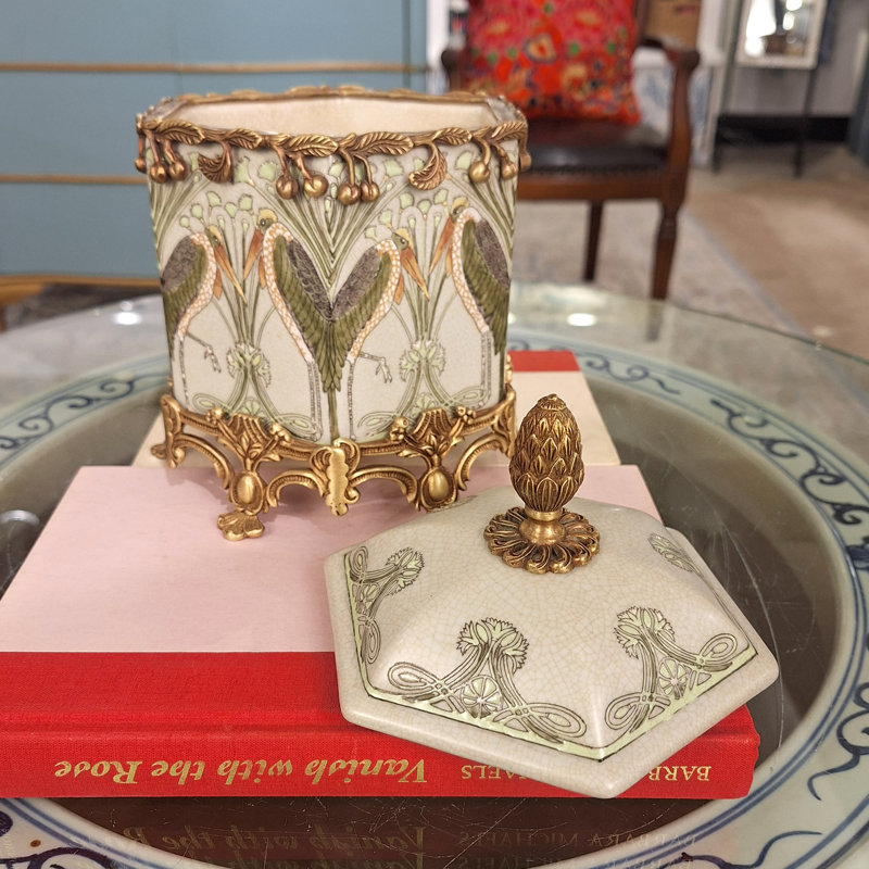 Porcelain Hexagonal Box With Bronze Ormolu