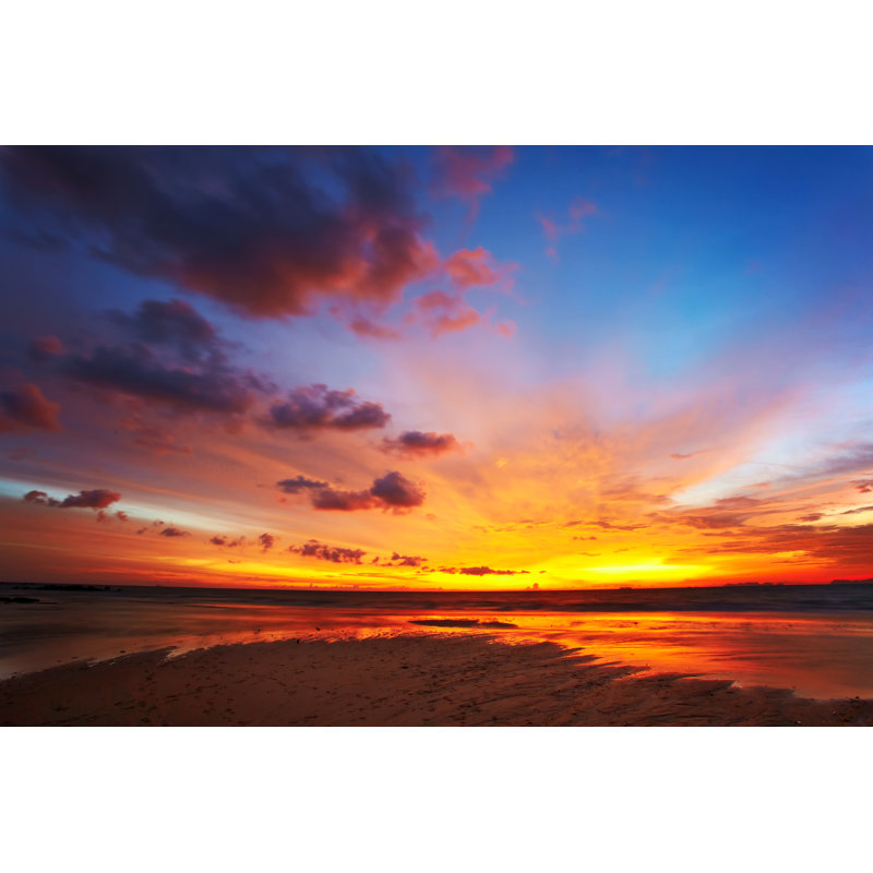 «Warm Orange Sunset» par Deltaoff - photographie sur toile tendue, L 48 po x H 32 po