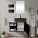 28 In. W X 19 In. D X 16 In. H Bathroom Vanity In Black With Sink And Black Solid Surface Top And Mirror