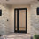 G101-SW-96 | Porte simple de 96 po, + 1 extérieur pré-suspendu RTA Sideidite, lit double en acajou brut
