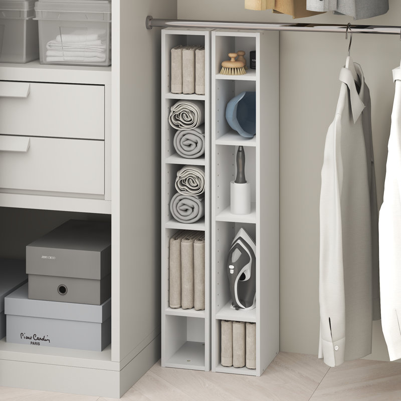 Furinno FULDA 10-Tier Closet Organizers and Storage, Open Shelf, Storage Organizer, 6-Inch Width, for Closet, Bedroom, White