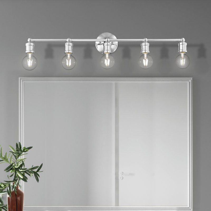 Éclairage de salle de bain à intensité variable 5 lumières Dimonte, Chrome poli