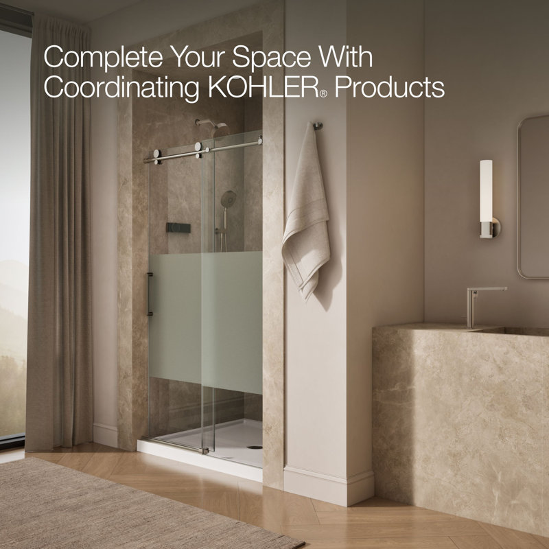 Composed 78 In. H Sliding Shower Door With 3/8 In.-Thick Glass, Nickel