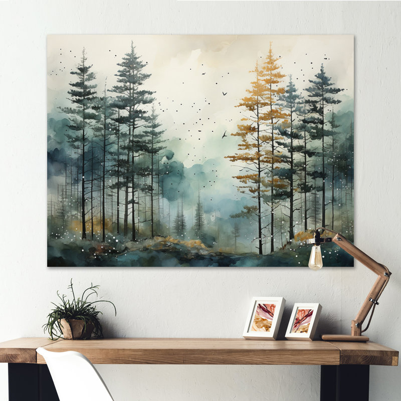 Décoration murale forêt Tonalis Whispering Pines Pointillism II, H 30 po x l 40 po x P 1,5 po, Toile tendue