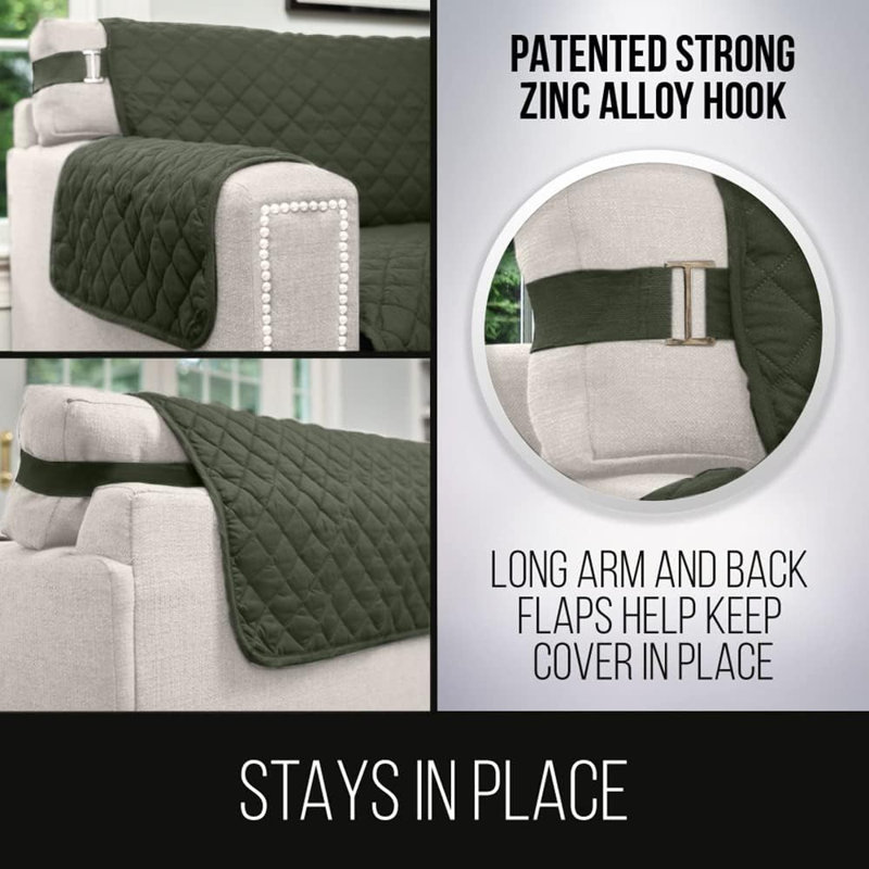Box Cushion Wingback Slipcover, 11.38" H x 4.02" W x 12.95" D, Hunter Green/Sage Microfiber