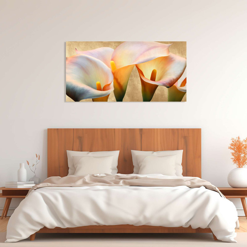 Floral Decorative Panel: Jewel Callas (detail) 1 Piece Wrapped Canvas Wall Art, 50cm H x 100cm W x 4cm D