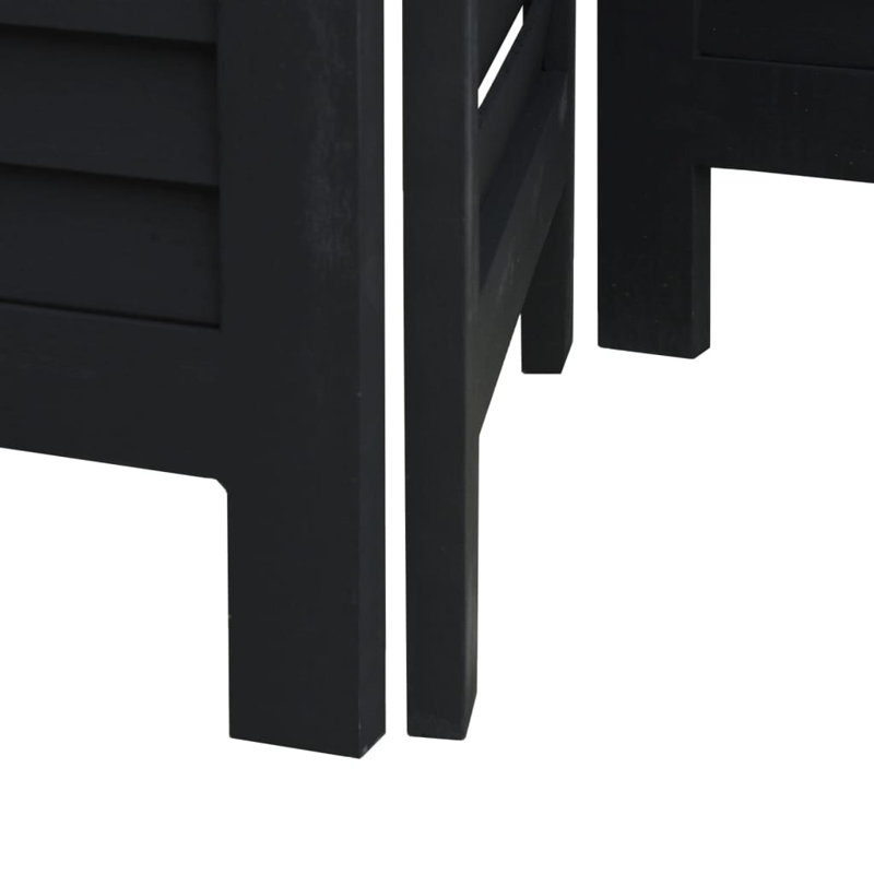 Gaener 145cm W 4 - Panel Solid Wood Accent Room Divider, 160cm H x 145cm W, Black