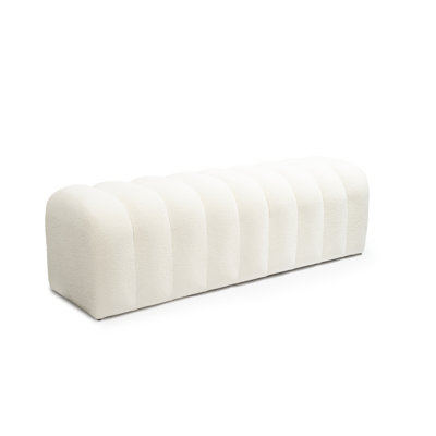 Vertigo Bench, in White Boucle Fabric BIX-RHEIN01A, with Steel Inner Frame.