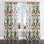Bleu sarcelle et beige Ikat Mosaic Fusion - rideau à œillets Ikat - obscurcissement de la pièce en velours - 1 panneau-1634801408-1635376609