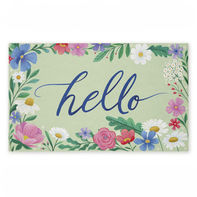 Dream Garden Hello Printed Outdoor Door Mat, design by Arrolynn Weiderhold, 18"x30"