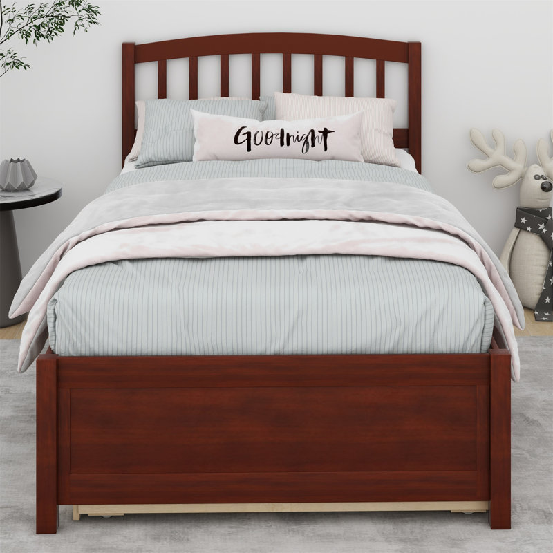 Onaigh Twin Wood Platform Bed with Trundle, Natural