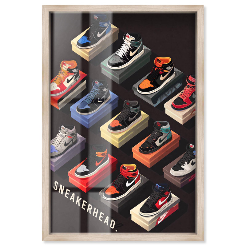 "Sneakerhead", présentoir d'art mural "Sneaker" par Art Remedy, cadre blond, 25 x 37, H 37 po x l 25 po, Cadre blond
