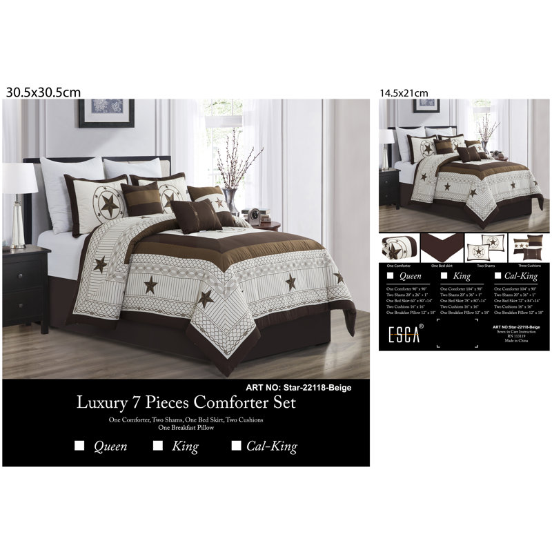 Microfiber 7 Piece Comforter Set, King Comforter + 6 Additional Pieces 