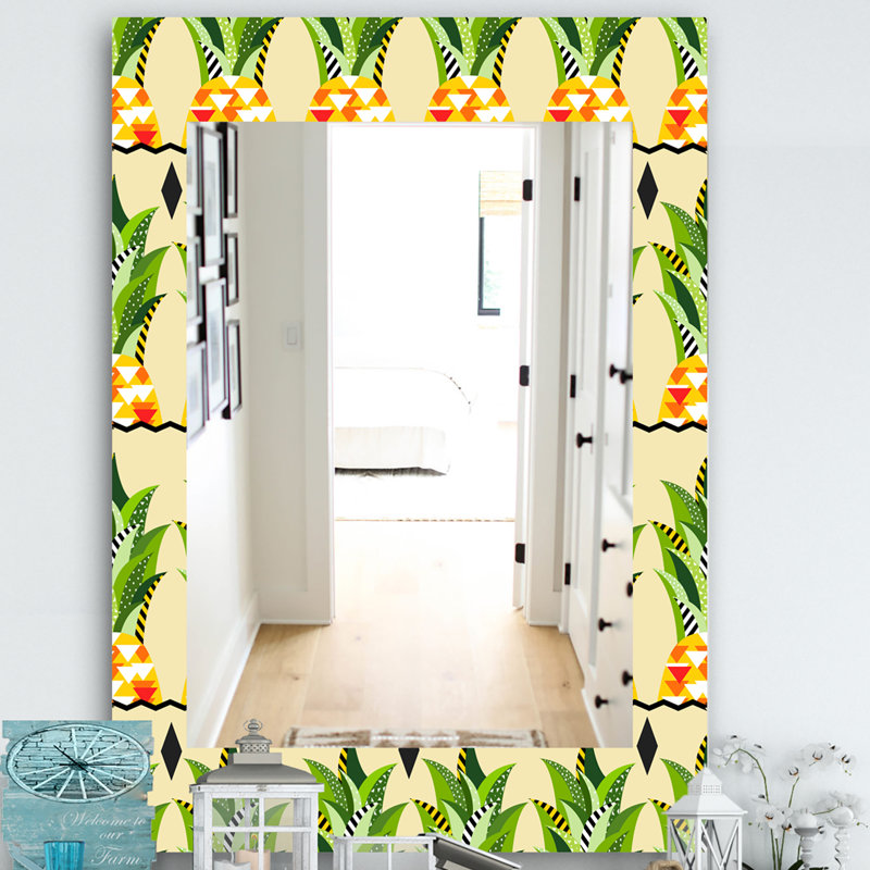 Miroir mural bohémien et éclectique tropical humeur, H 39,4 po x l 29,5 po