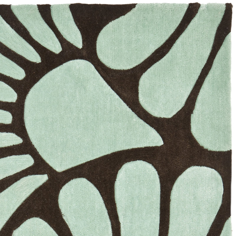 Cohmer Modern Art Hand Tufted Performance Floral Rug, Square 7'