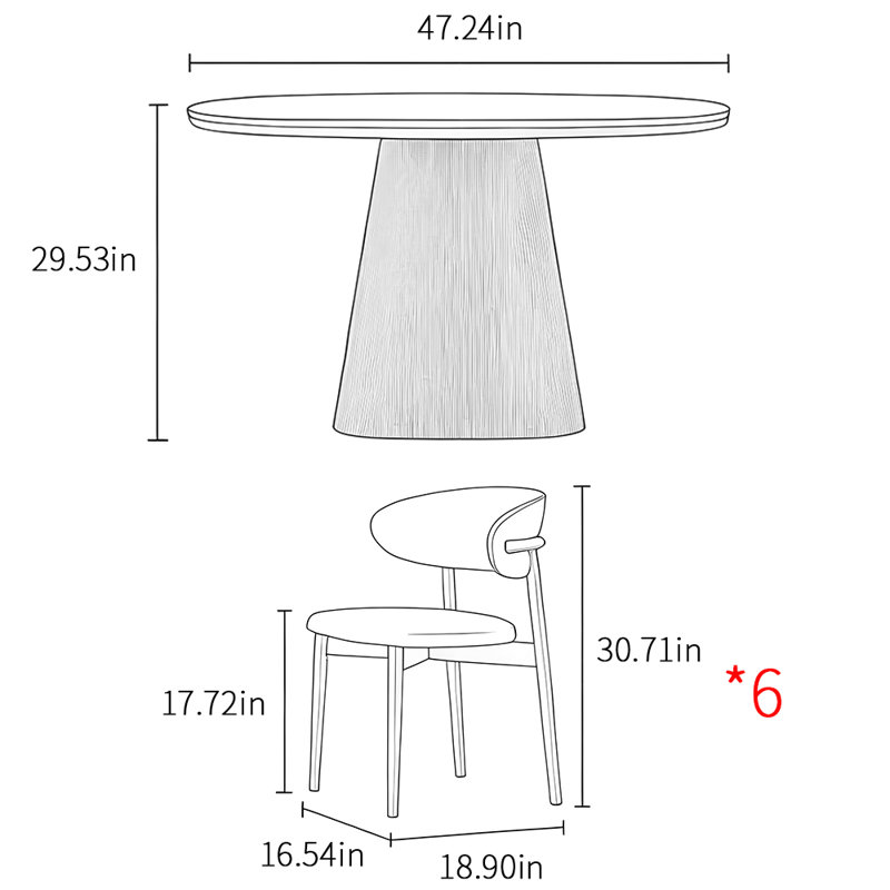 Ensemble de table de salle à manger de style nordique moderne, H 29,53 po x L 47,24 po x l 47,24 po