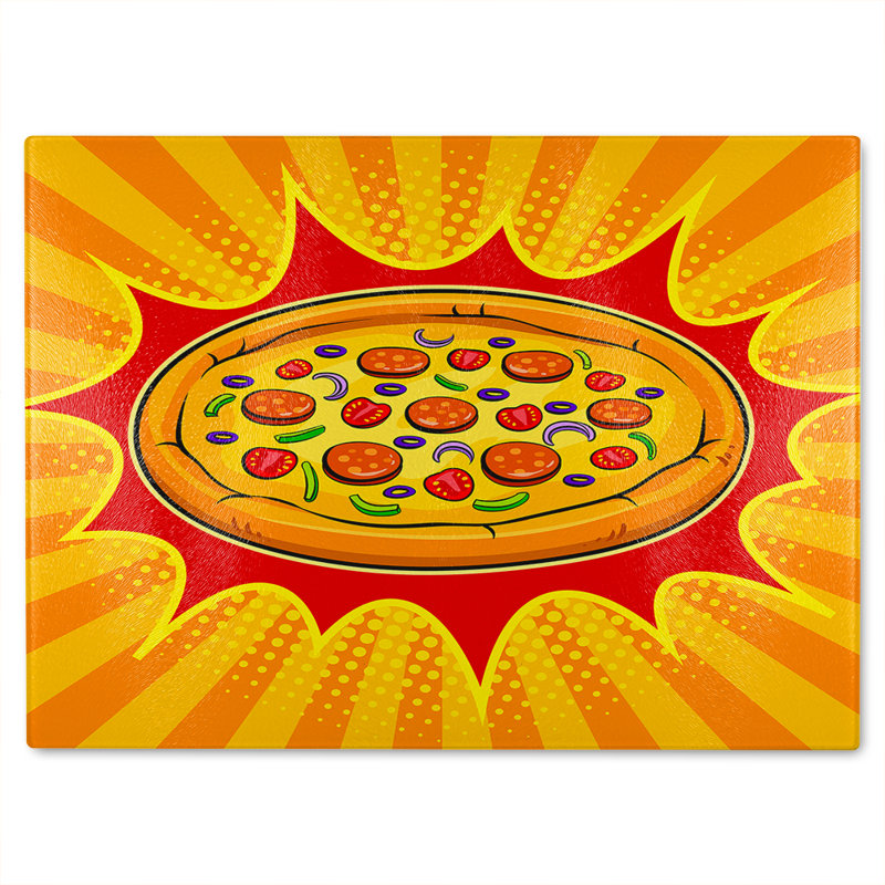 art retro Designer Glass Chopping Board, 28cm L x 20cm W