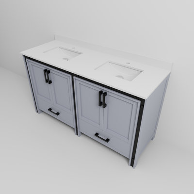 Meuble-lavabo double avec plateau en marbre de culture