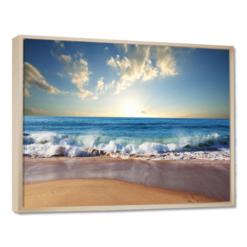 Sunrise Sea Sunset beach, art mural sur toile côtière, reproduction d'art sur la plage, H 24 po x l 32 po