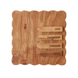 Scalloped Square Cheese Board with Cheese Markers - Spruce Green