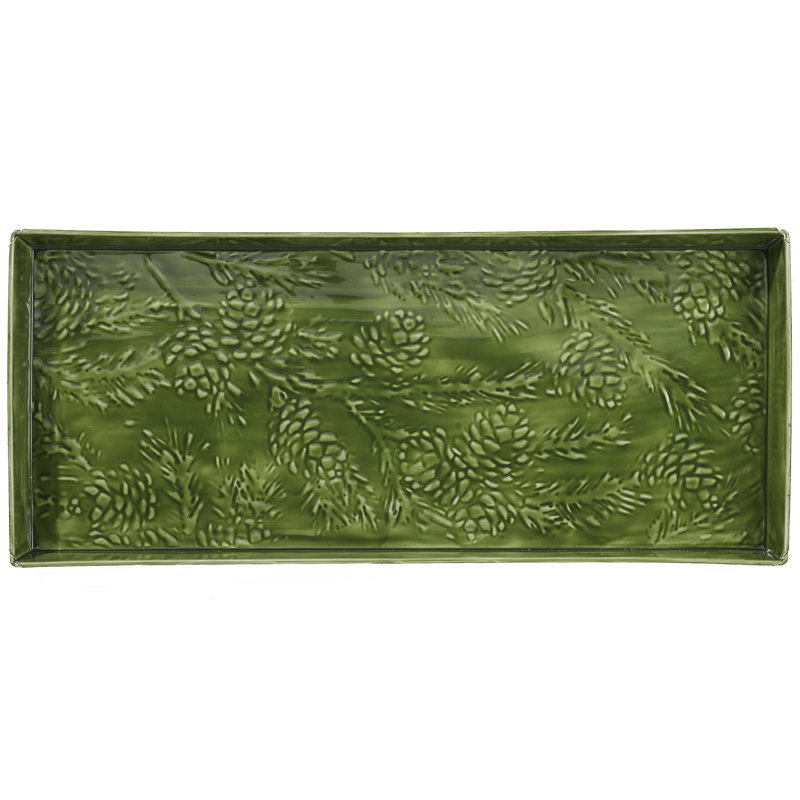 Pine Branch 30" x 13" Indoor Boot Tray, Forest Green