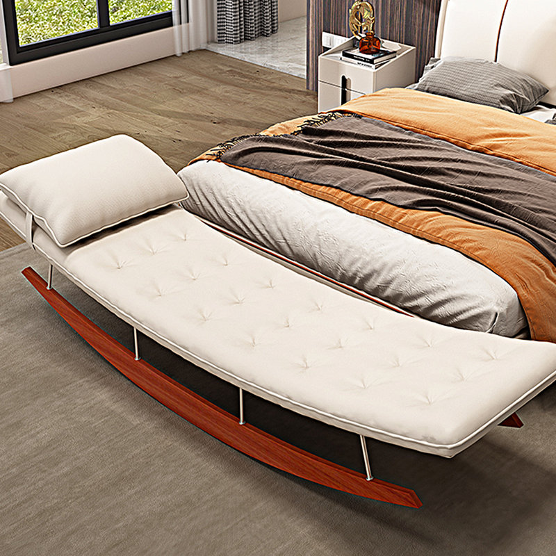 Chaise berçante ergonomique en cuir et silicone, Blanc cassé