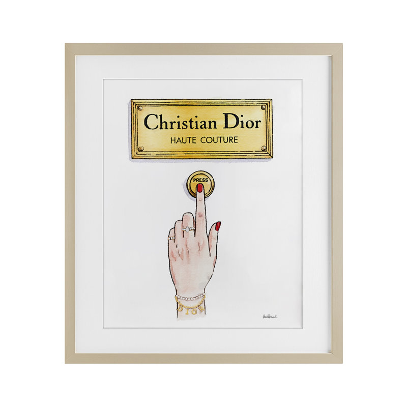 Sonnette chic, reproduction sous verre encadrée, design par Amanda Greenwood, H 16 po x l 13 po, Cadre de récolte en pin