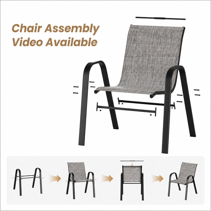 Ensemble de chaises de patio pour 4 personnes, Gris