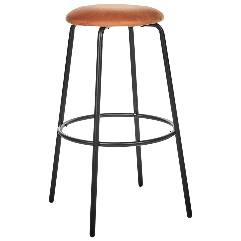 Laplace Upholstered Counter Stool with Metal Frame, Orange 