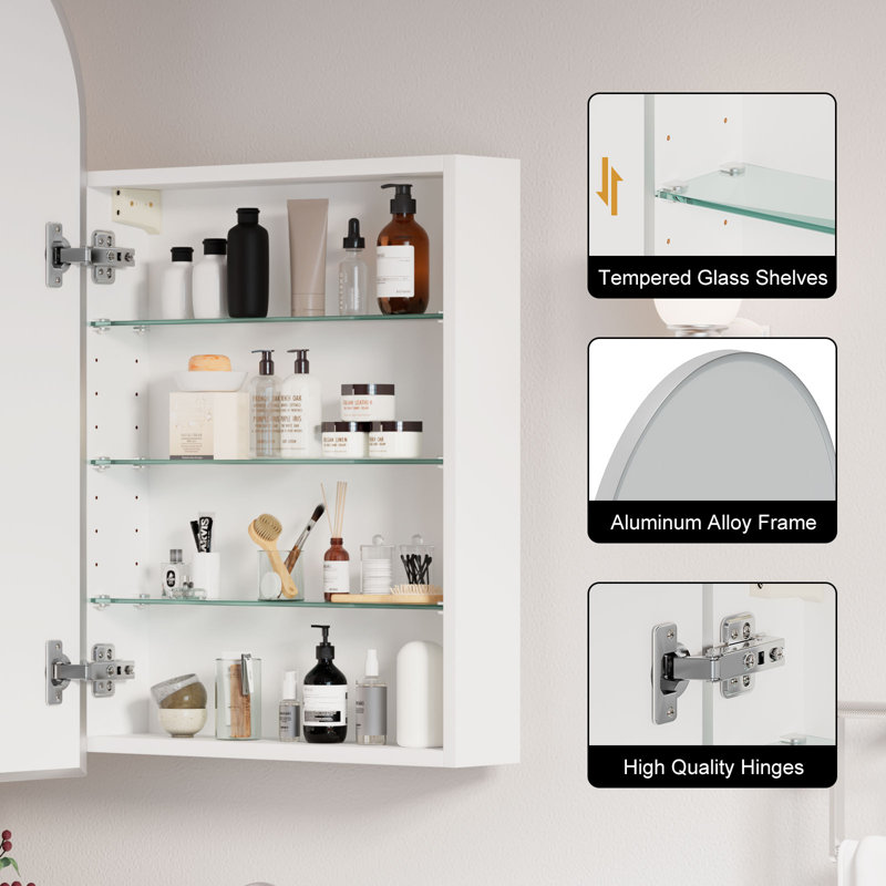 Raygen W H Wall Mounted Required Frameless Medicine Cabinet Mirror 3 Fixed, Silver, 90cm H x 50.3cm W x 12.5cm D