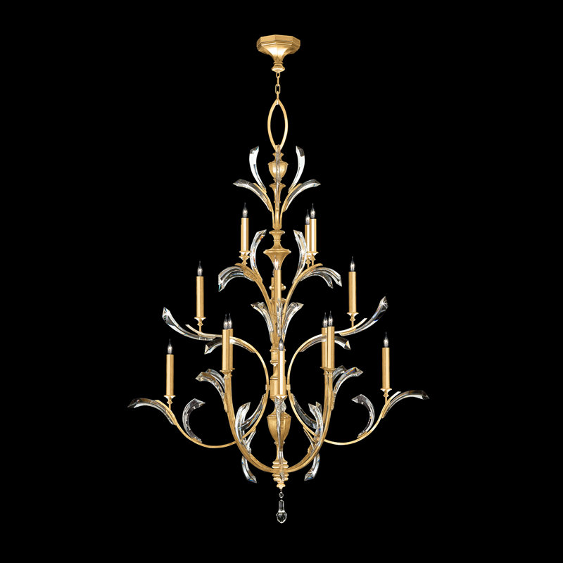 Beveled Arcs 16 - Light Chandelier, Gold Leaf