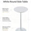 Table basse 24 po, table de salle à manger ronde blanche, plateau de table en MDF de style Mid-Century avec base en fer peint mat pour petite cuisine
