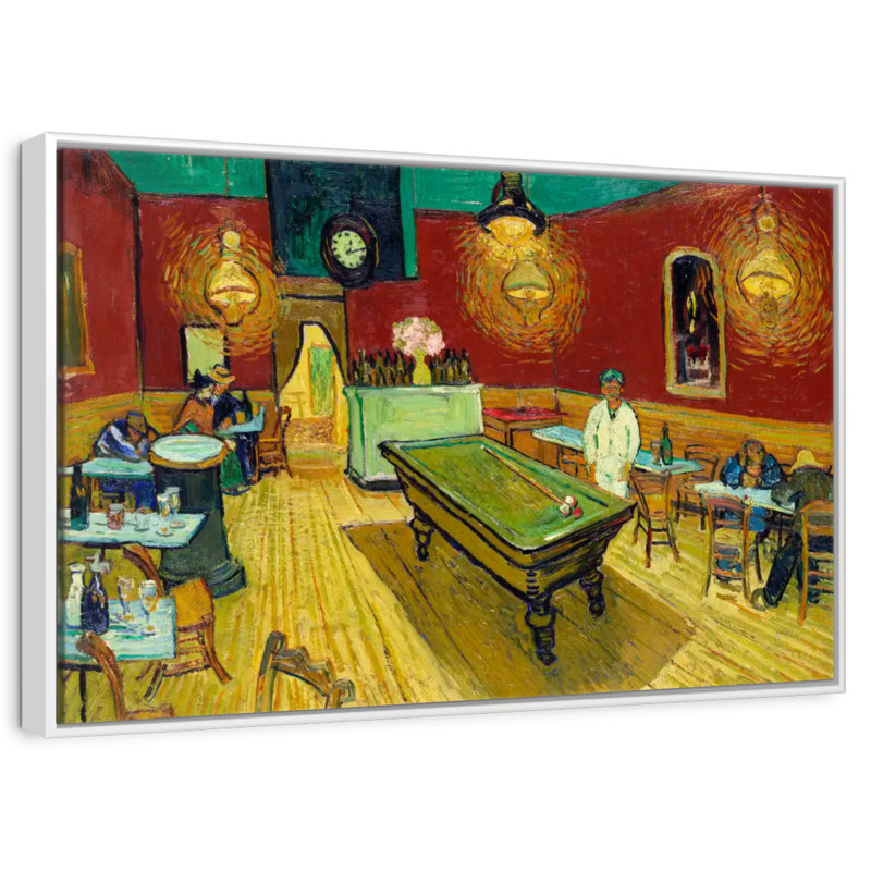 The Night Cafe, 31 po x 21 po, Cadre flottant blanc