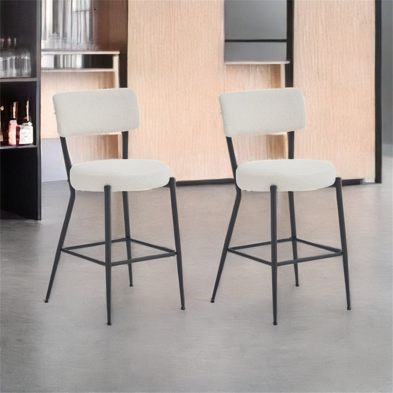 Tabouret de comptoir 25 po Jameon, Cadre blanc / noir