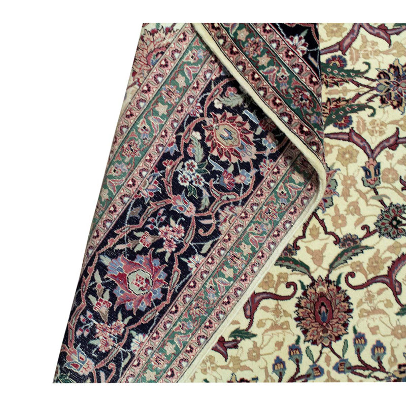Wool Floral Area Rug in Navy