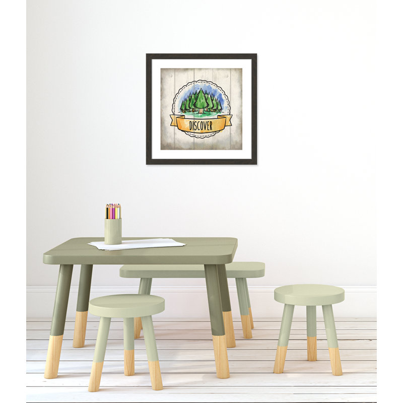 «Adventure is out There», art encadré 3, H 22,5 po x l 22,5 po x P 0,6 po, Cadre plat à grain de bois noir