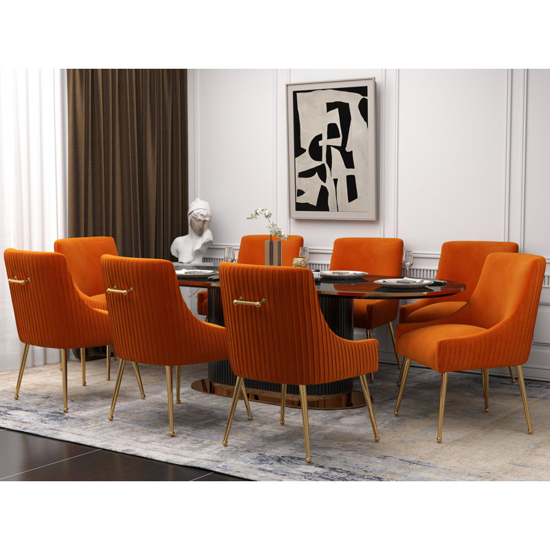 Chaise d'appoint en velours Baudel, Orange