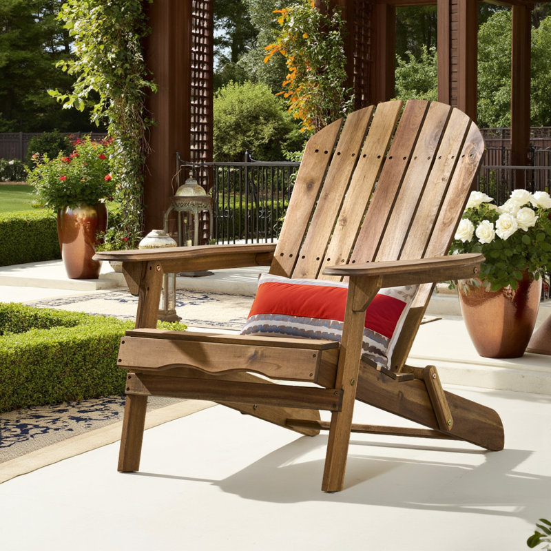 Chaise Adirondack pliante en bois d'acacia, Brun